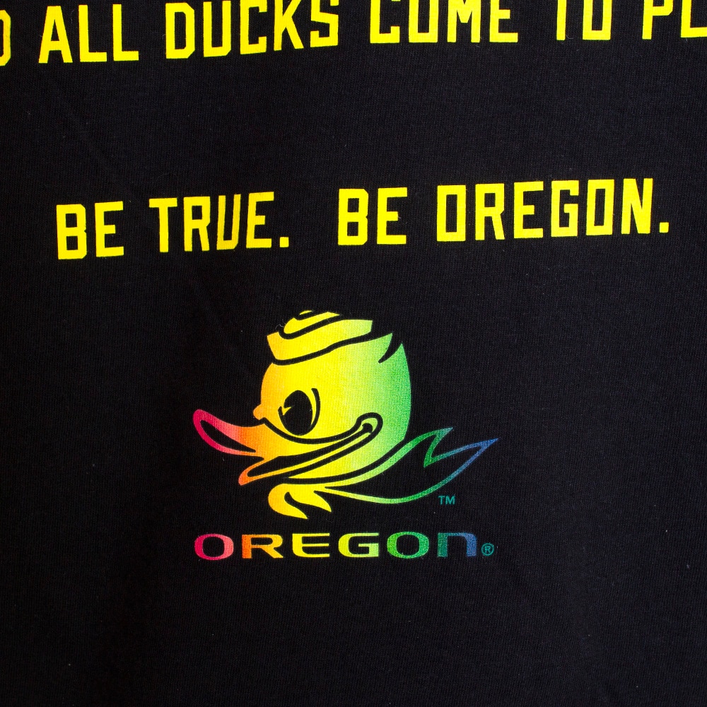 Fighting Duck, Nike, Black, Crew Neck, Cotton, Men, Rainbow Duck, Be True, 2018, T-Shirt, 317477